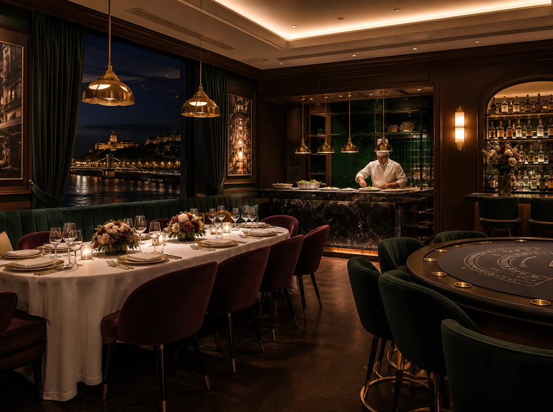 Privát casino lounge és chef asztal